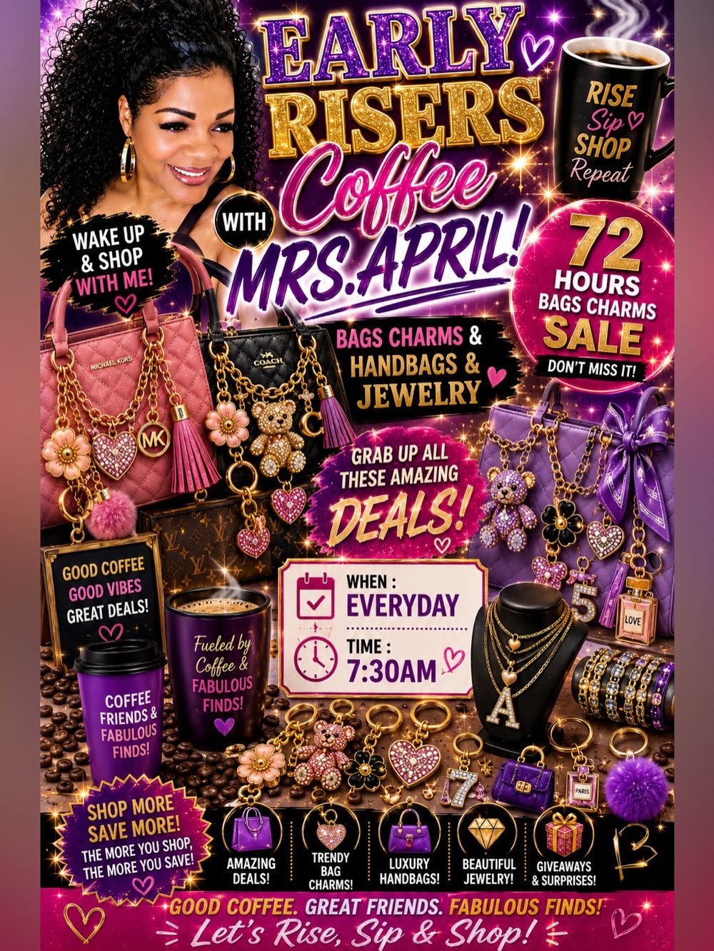 Coffee with Mrs. April Early Risers Sale - Pink & Purple Charms